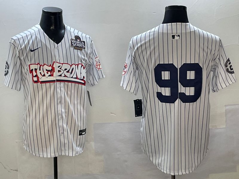 Men New York Yankees #99 Judge White Stripe four generations Joint Name 2025 Nike MLB Jersey style 2->new york yankees->MLB Jersey